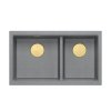 QUADRON | LOGAN 120 | granitowy zlewozmywak kuchenny SILVER STONE + ZŁOTO PVD | wymiar: 76 x 45 x 23,5 cm | 2-komorowy podwieszany| podbudowa szafki od: 80 cm HQL7645U5PVDG1U